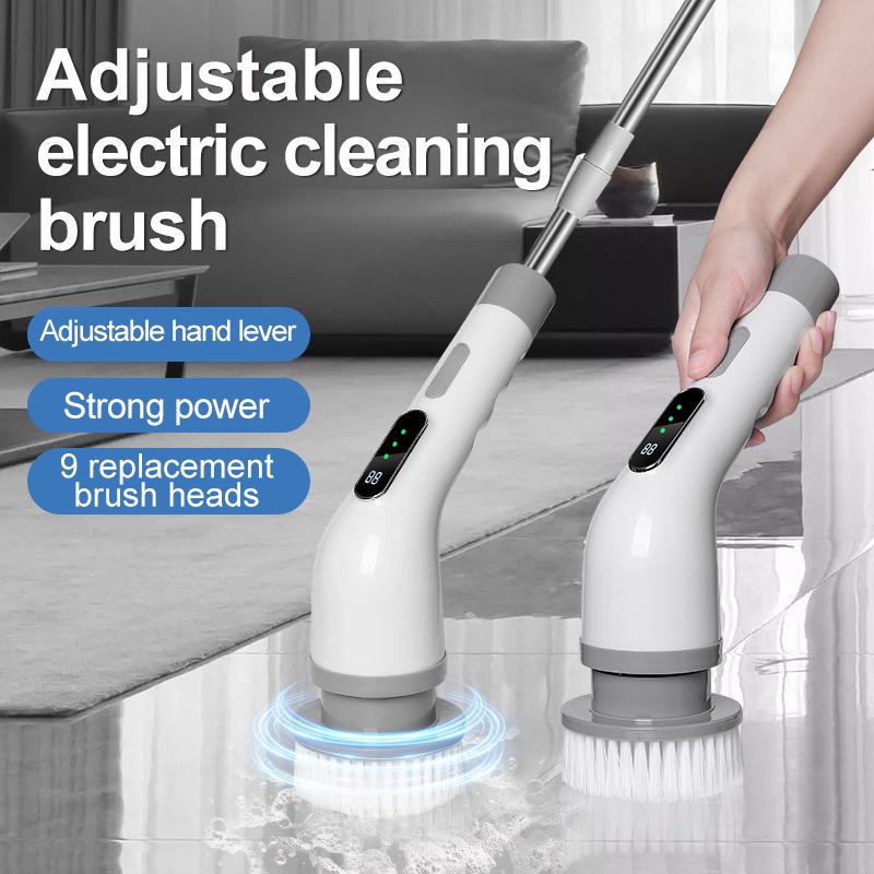 Multifunctional Electric Cleaning Brush with Long Telescopic Handle for Kitchen and Bathroom