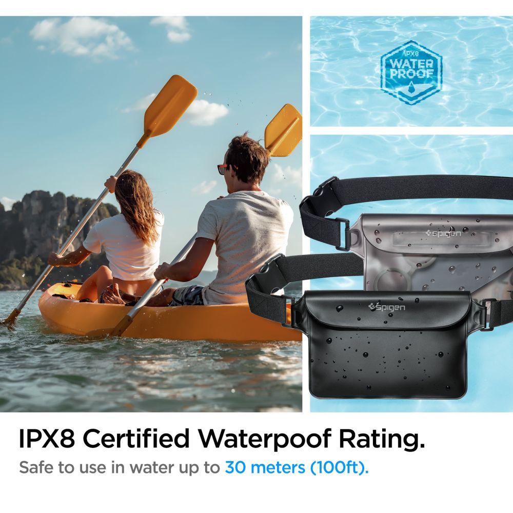 Spigen Aqua Shield A620 Waterproof Waist Bag Set (2 Pack) - Black, IPX8 Rated