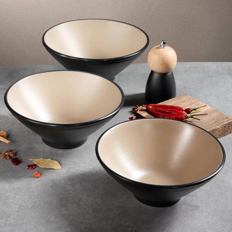 Mattierte Melamin Ramen Schüssel Rund Großkalibrige Nudelschüssel Geschirr für Küche Restaurant Imitationsporzellan Salat Suppenschüssel