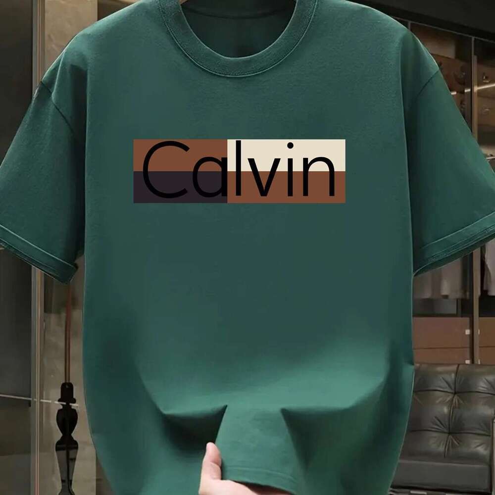 Men's Summer Polyester Fashion Casual Sports Loose Pattern Printed Round Neck Short Sleeve T-Shirt Top