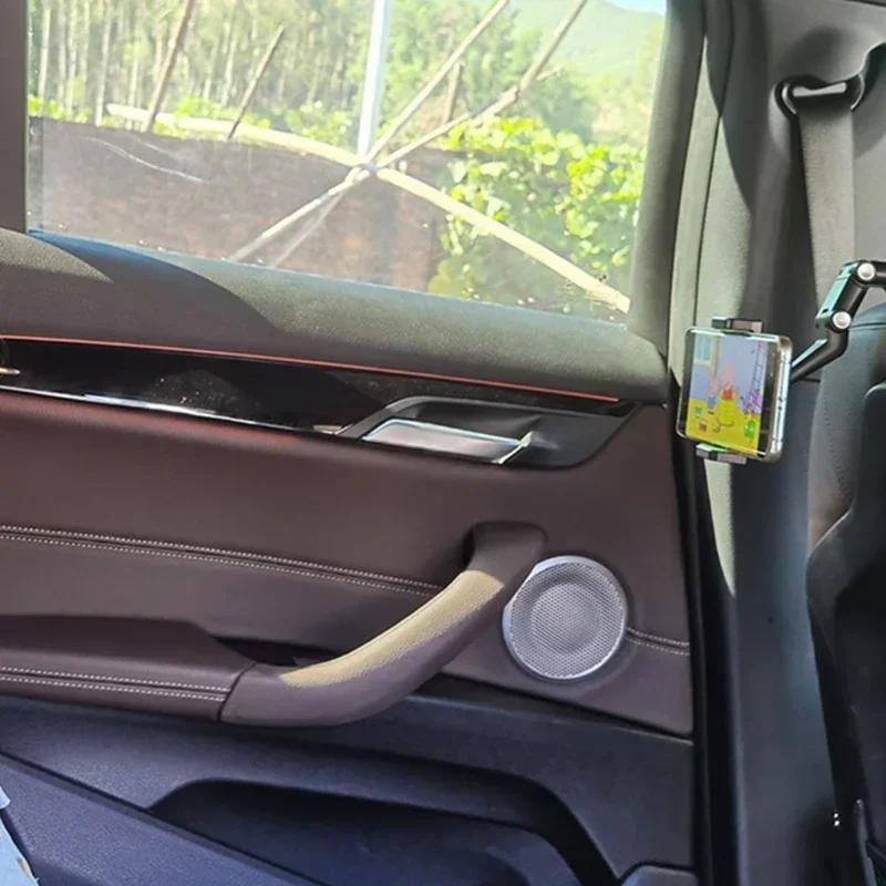 Multi-Angle Rearview Mirror Phone Mount – Extendable, Rotatable Car Holder with Anti-Slip Clamp