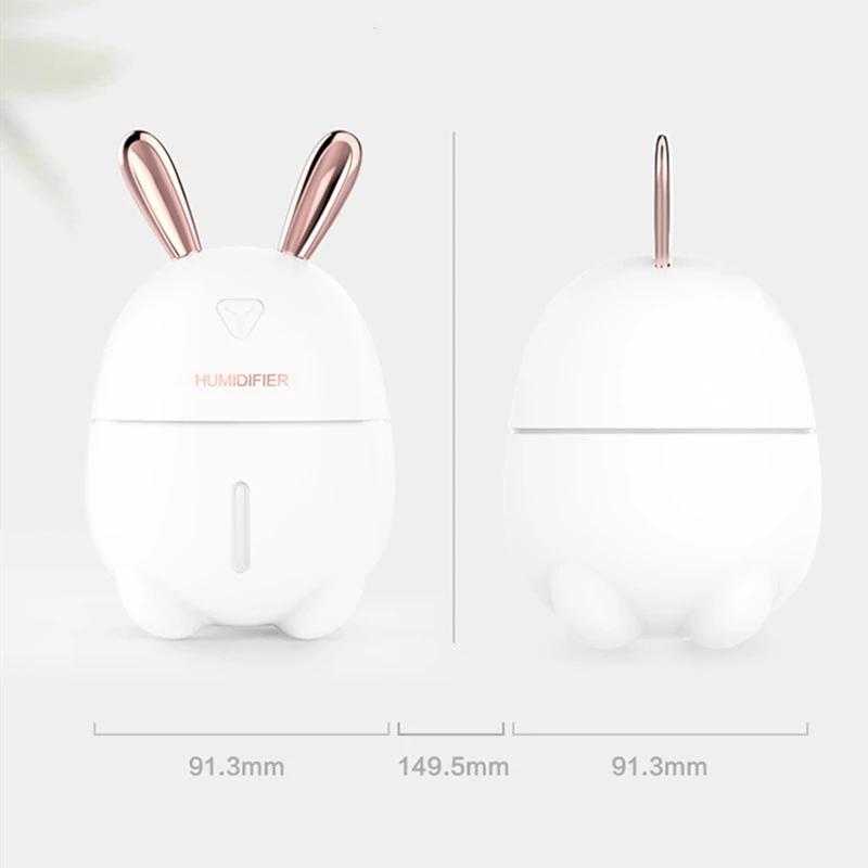 New 300ML Air Humidifier Cute Rabbit Ultra-Silent USB Aroma Essential Oil Diffuser Office Car Humidificador Air Purifier Mist Maker