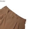 ZANZEA Women Solid Color Casual Cropped Pants