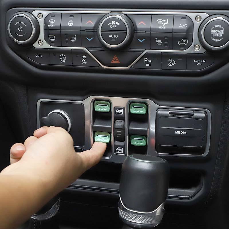 Fönsterkontrollknapp Dekoration Dekorativt Skydd Klistermärke Passar För Jeep Wrangler JL För JT Gladiator 2018 Och Upp Interiörtillbehör