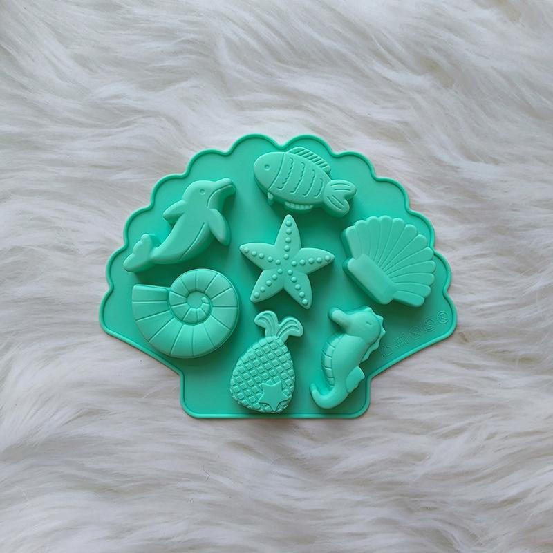 7 Consecutive Sea Creatures Silicone Mold Fondant Baking Cake Chocolate Resin Diy Fish Mould Decoration Tools Cupcake Topper
