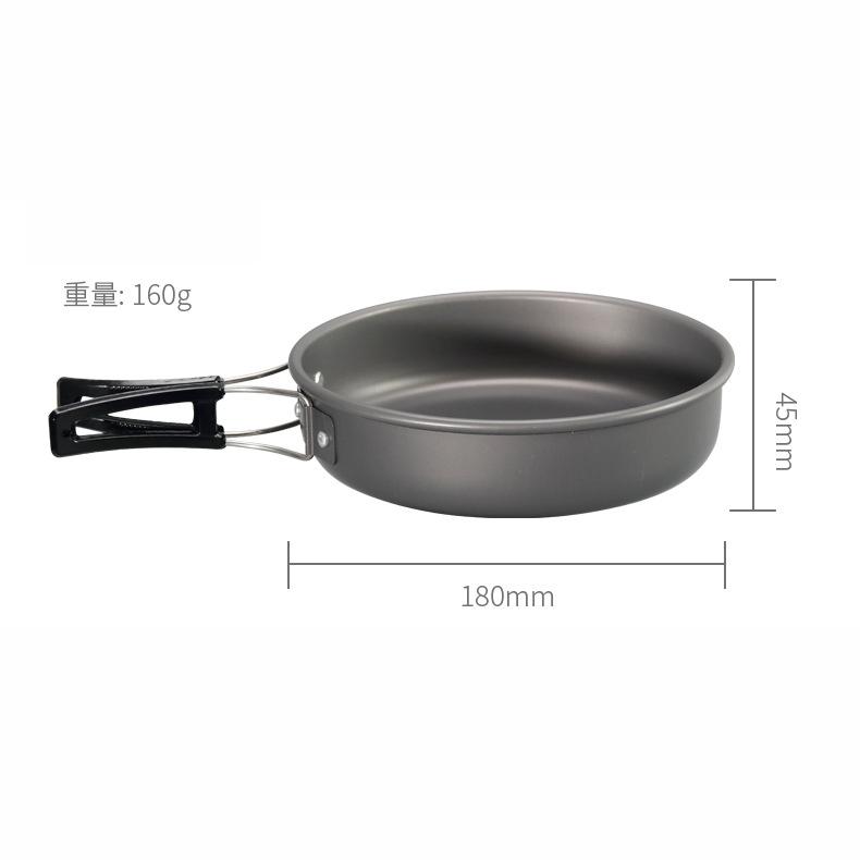 DS-308 Camping Cookware Set, Aluminum Pot Pan and Tea Kettle, Portable 4-Piece Nesting Cooking Kit for Outdoor Picnic Backpacking