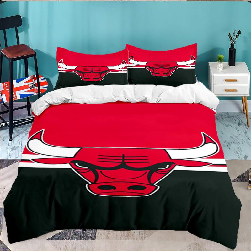 Red Bulls Basketball 3PCS Bedding set,Ideal for 1pc Duvet Cover And 2pcs Pillowcases Perfect for Fan gift,Ideal for Bedroom, Dormitory