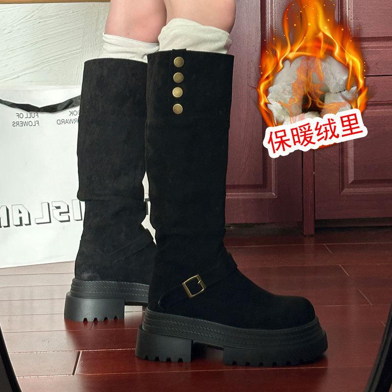 Women s Western cowboy high boots, new autumn/winter style, oval back cowboy boots, boots 35