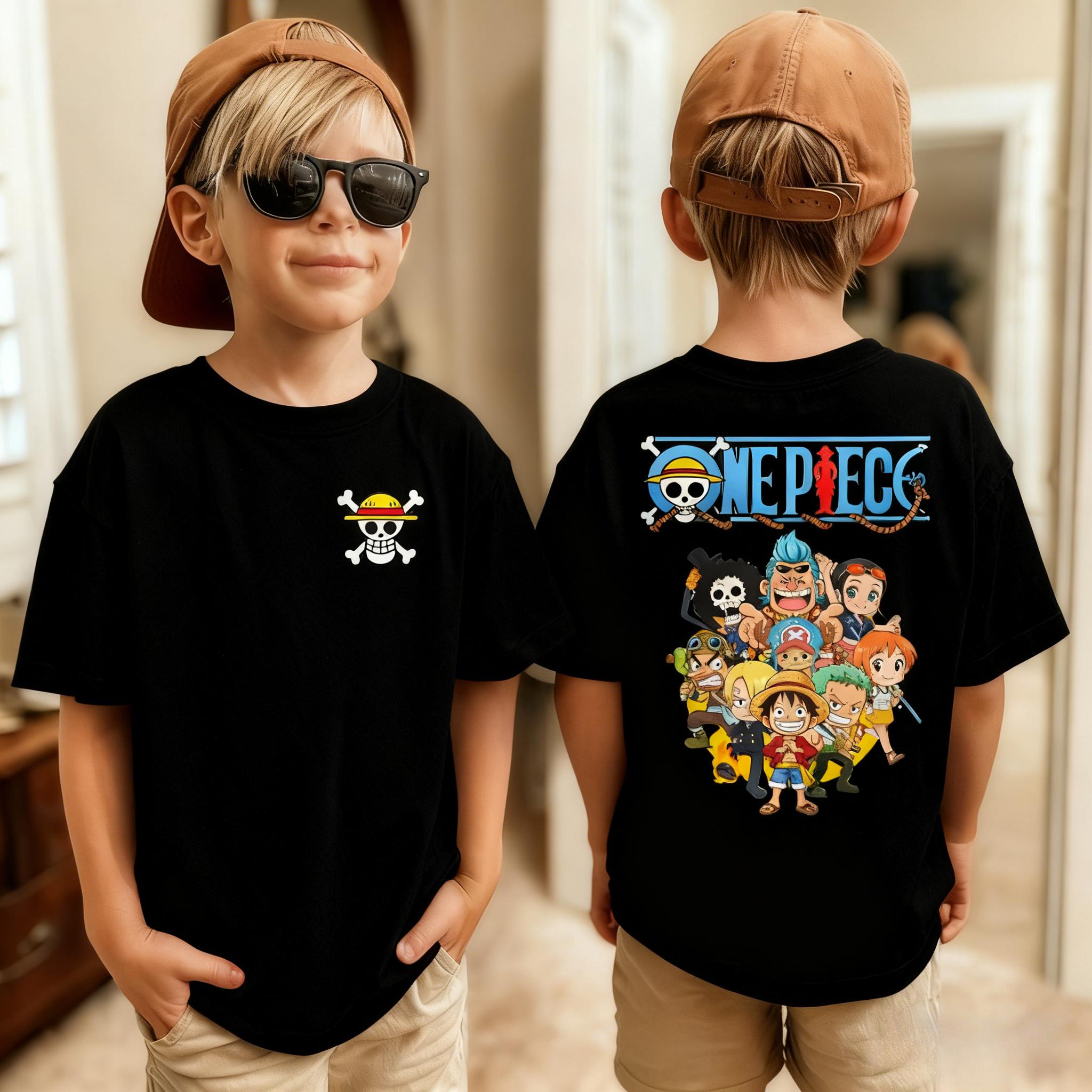 T-shirt da uomo stampata anime giapponese One Piece Roronoa Zoro Ragazzo Bambini Harajuku Manica Corta Bambini Luffy T-shirt Abbigliamento 100