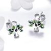 Silver Earrings Green TREES Studs Silver 925 As a Gift