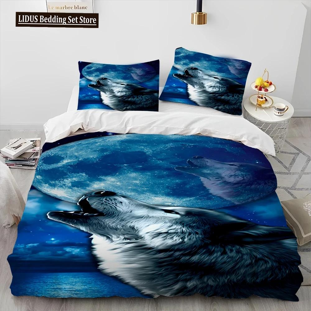 3D Tiger Leopard Wolf Animal Luksusa gultas veļas komplekts, Segas segas gultas komplekts Segas pārvalks spilvendrāna, Karaļa izmēra gultas veļas komplekts