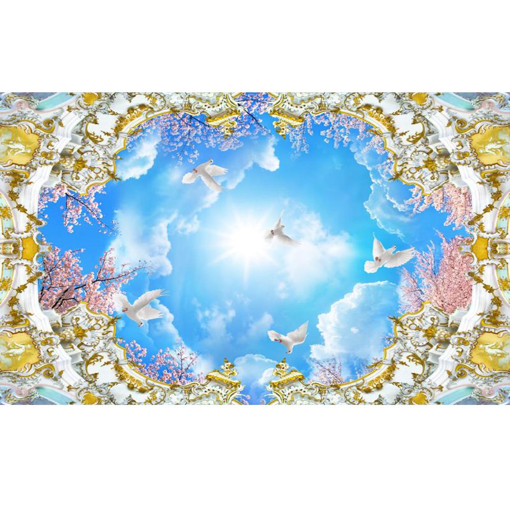 Ceiling Blue Sky Mural 3d Sky Ceiling Wallpaper For Bedroom Living Room Wallpaper Of Sky