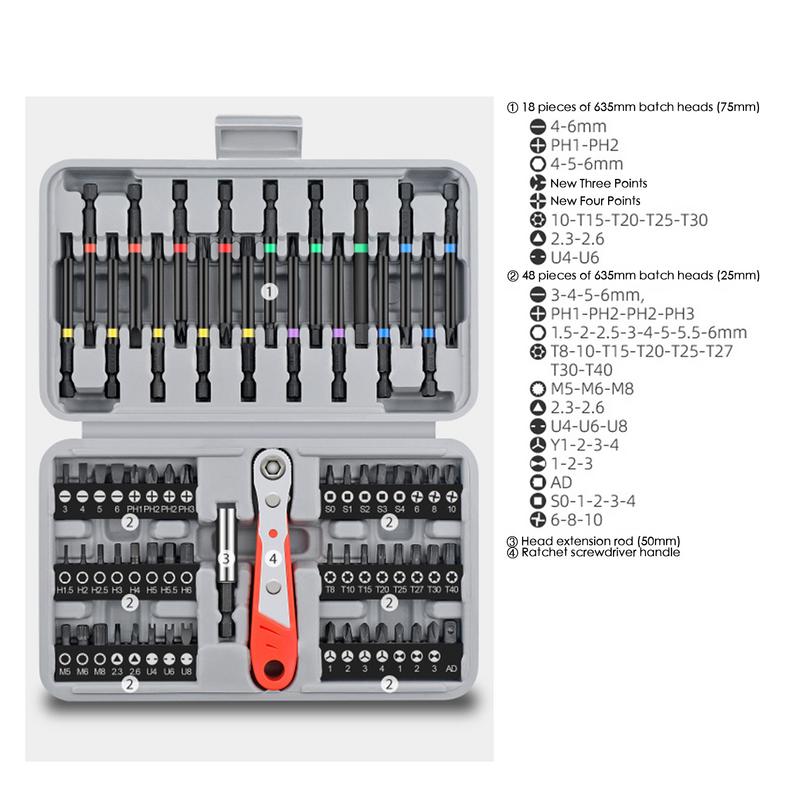 68PCS Screwdriver Set With Case Metal Screwdriver Tool Set With Bits Repair Tool Kits Portable Precision Ratcheting Screwdriver