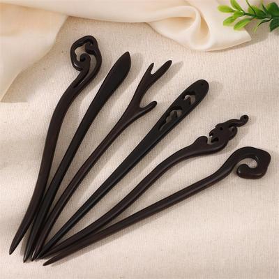 1PC Ancient Style, Black Sandalwood, Hairpin, Wooden Hairpin, Wood, Coiled Hair, Hanfu, Accessory, Simple, Cheongsam, Jewelry,