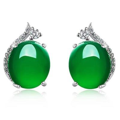 Semplicità San Valentino Compleanno Giada Verde Giada Malese Orecchini