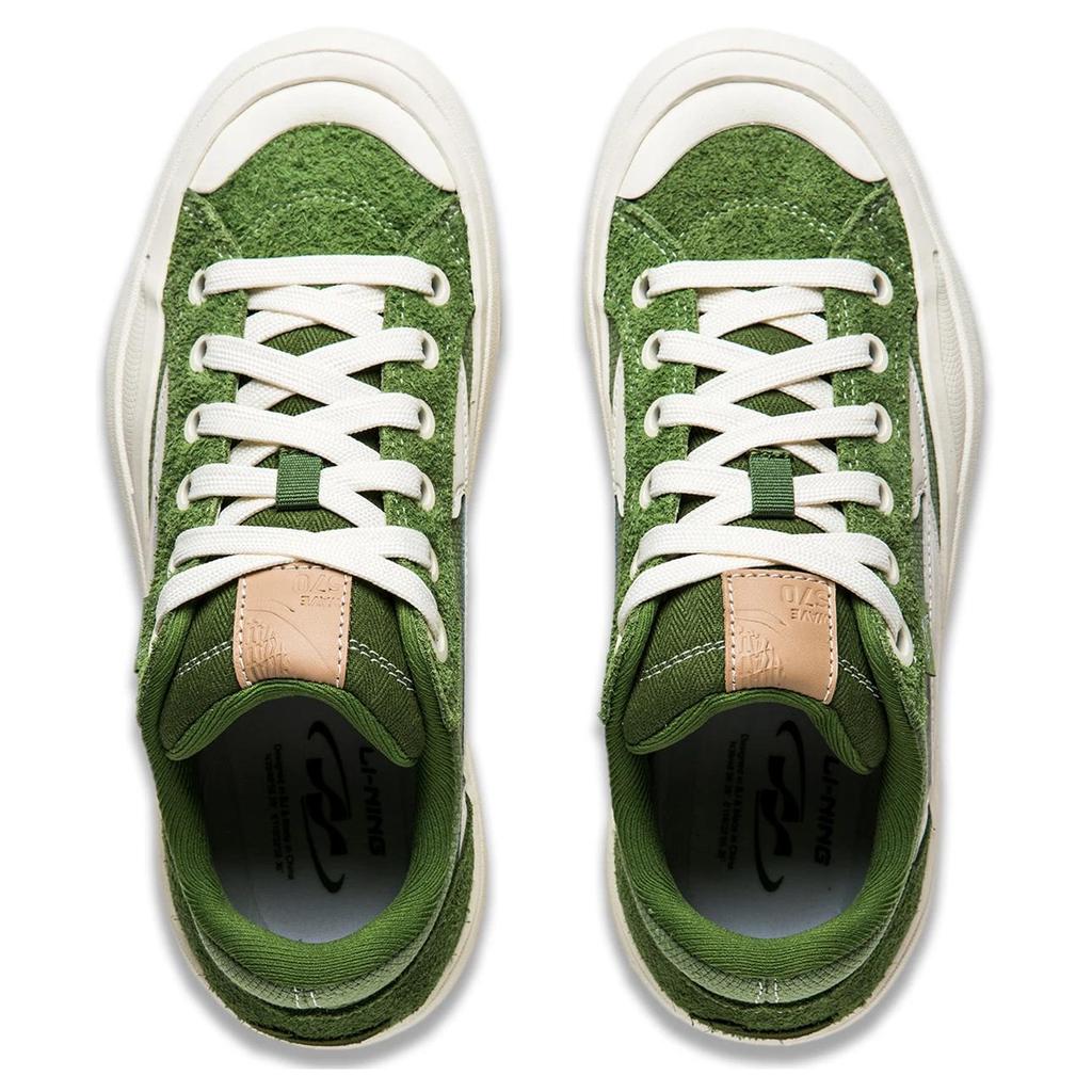 Li Ning We Wo Látka Pohodlné Všestranné Protiskluzové Odolné proti opotřebení Nízké Skate Boty Dámské tenisky Zelená Bílá AEPU022-3