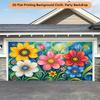 2D Bright Sunflower & Mixed Flowers Backdrop Folk Art Style Photo Background