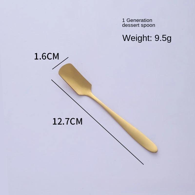 Golden cake spatula Stainless steel cake knife, fork and spoon set mooncake dessert spoon Western pastry baking tools