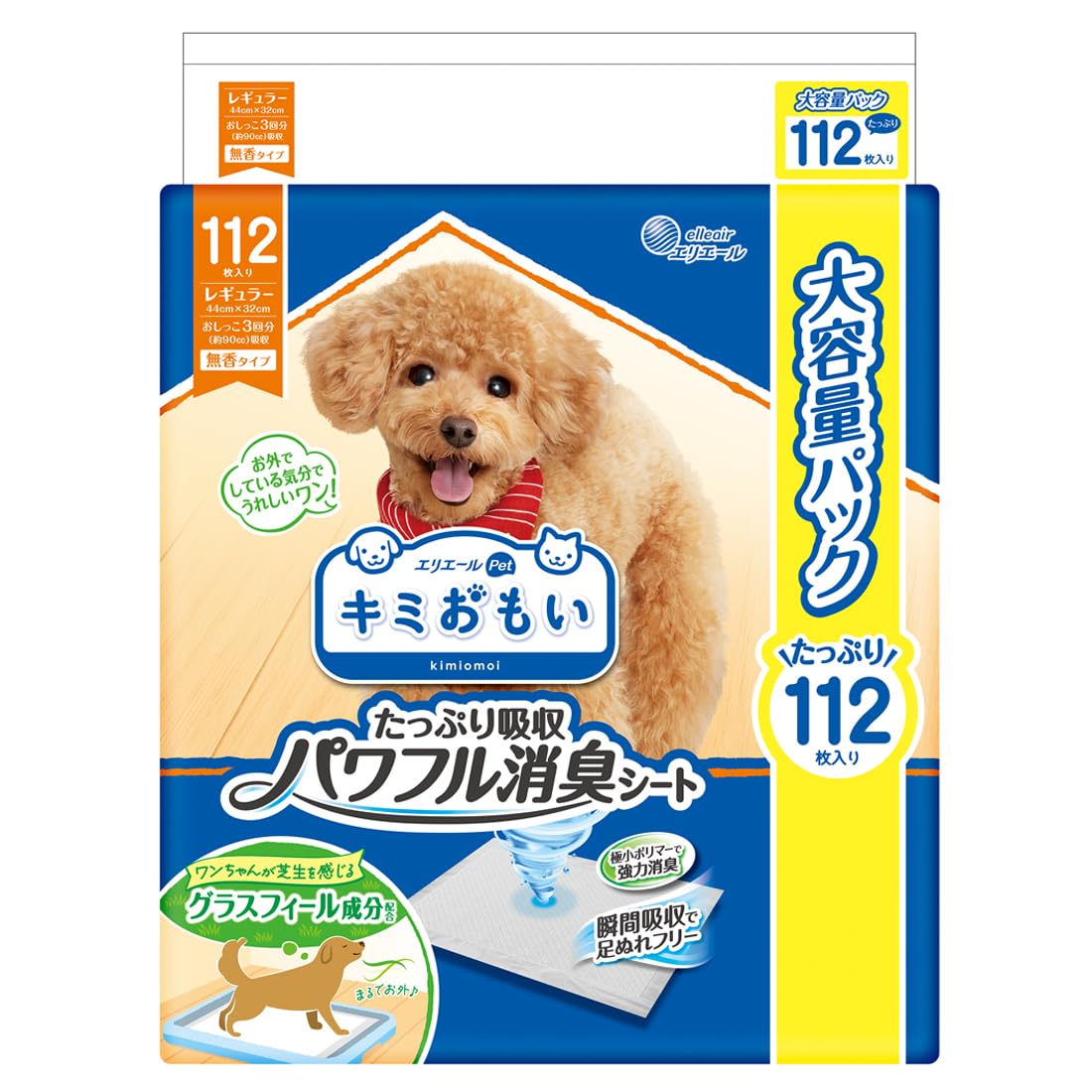 

Elleair Pet Kimi Omoi Powerful Deodorizing Sheets Regular 112 Sheets