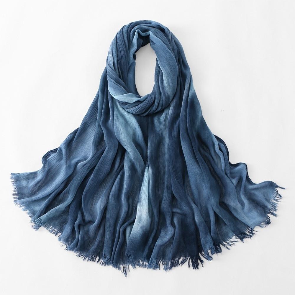 Tie Dye Ombre Headscarf Fringed Head Wrap Vintage Hijab Scarf Vacation