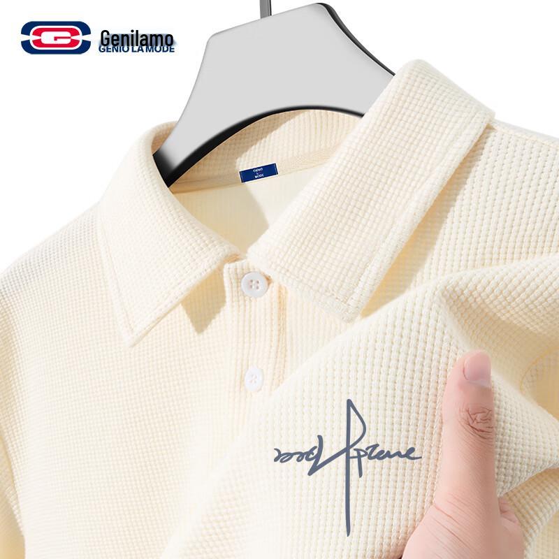 GENIOLAMODE Men s Waffle Polo T-Shirt M