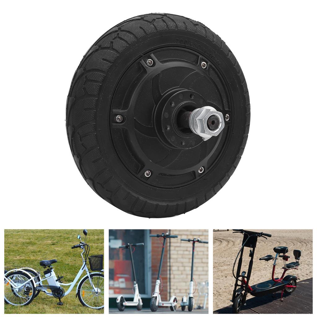 8 Inch Electric Scooter Hub Motor 36V 350W Brushless Hub Motor with Tire 200mm Diameter 45mm Tire Width 70mm Opening Width Double Sided Threaded Shaft
