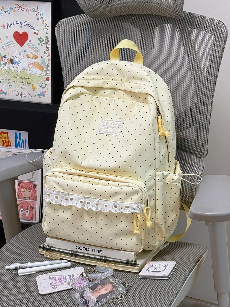 Ghiozdan Coreean ins Stil Colegiu Buline Valoare Ridicată Rucsac Elev Școală Medie Stil Dulce Dantelă Fată Moale Rucsac de Călătorie