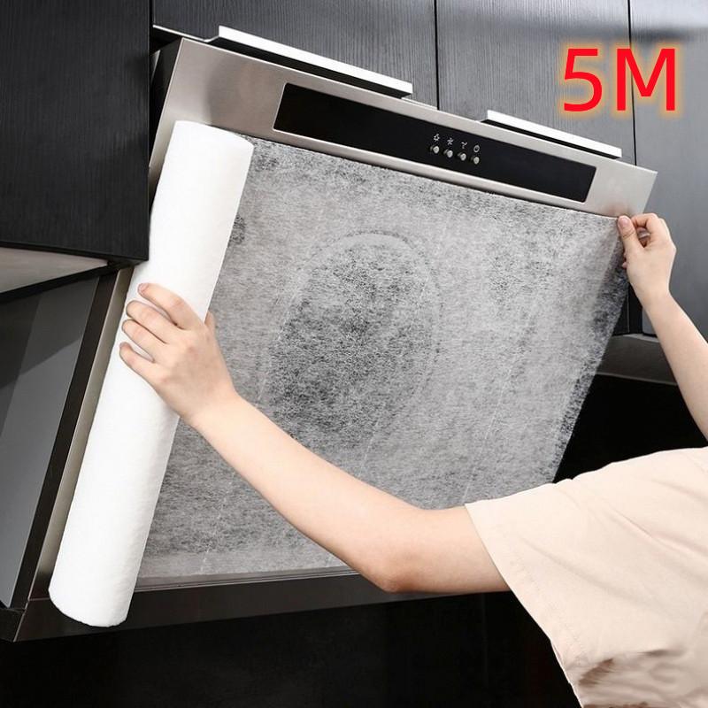 5/10M Disposable Hood Oil Filter Paper Non-woven Anti Oil Cotton Cooker Hood Extractor Fan Filter Kitchen Hood Grease Paper Towe