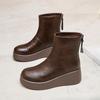 Anti-slip Shoes, Versatile and Fashionable Boots, Round-toed Height-increasing Thick-soled Ankle Boots