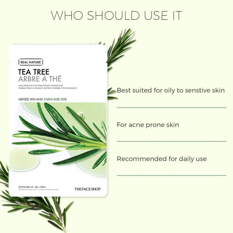 The Face Shop Real Nature Tea Tree Face Mask 20g x 10ea
