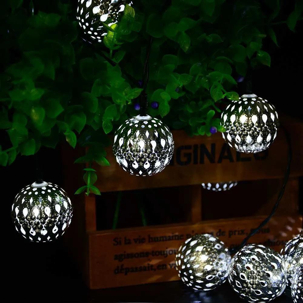 Solar-Powered Moroccan LED String Lights - USB Rechargeable, Ideal for Weddings & Holidays