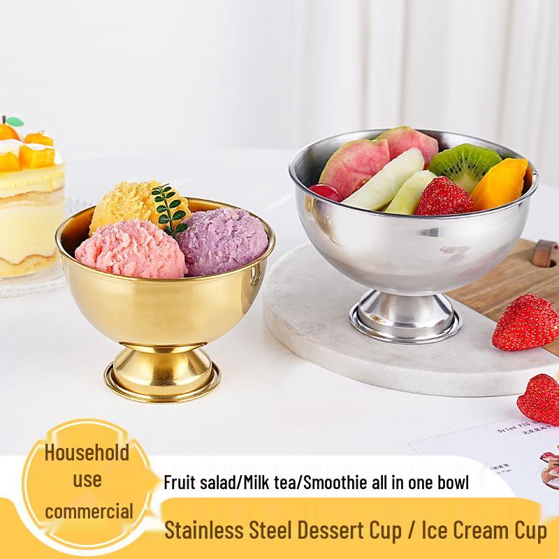Stainless Steel Dessert & Snack Bowl: Ideal for Ice Cream, Fruit Salad, Pudding, and More