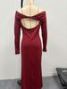 Elegant Women's Off-the-Shoulder Cross Backless Evening Gown