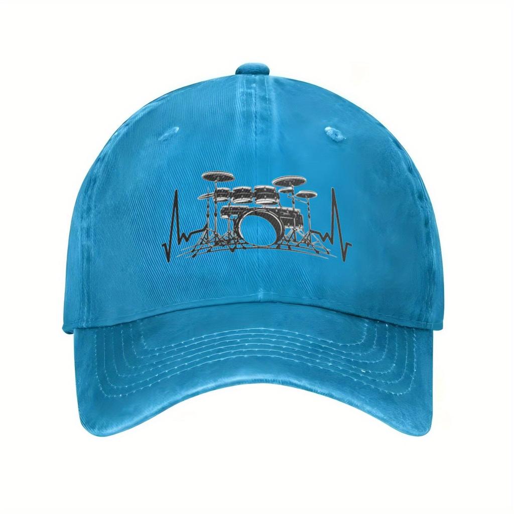 Drummer Heartbeat Graphic Baseball Cap Unisex Cotton Adjustable Casual Summer Hat For Adults