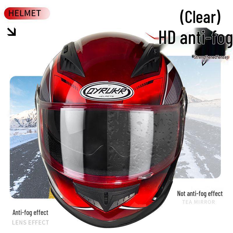 New 3C-Certified Full Face Motorcycle Helmet - Double Lens, All-Season, Cool, Cold-Proof, Rain-Proof, Unisex.