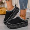 Fashion Women's Winter Embroidery Cotton Mules Slippers 2025 Soft Thick Bottom Indoor Slippers Warm Short Plush Designer Shoes for Woman