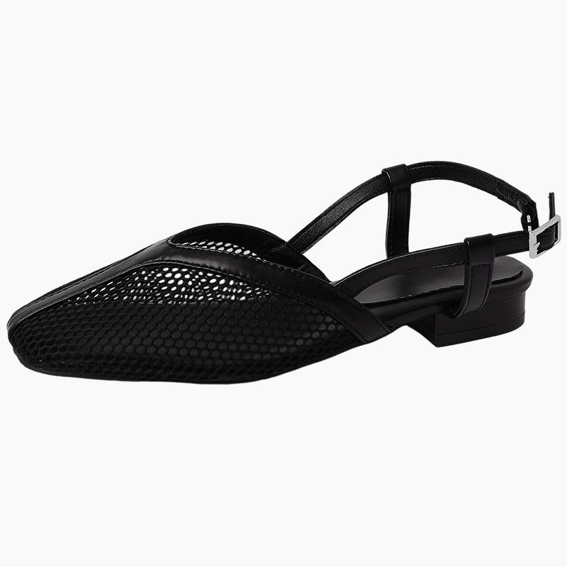 Stylish retro simple mesh breathable bag head sandals women's summer new commuter with skirt Roman shoes