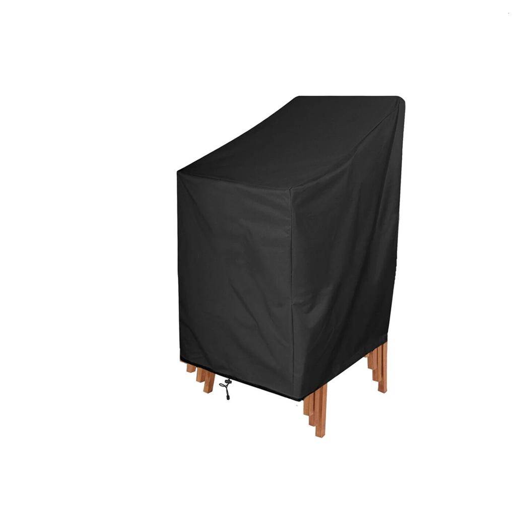 210D Oxford Cloth Waterproof Chair Cover, Black Outdoor Patio Seat Footstool Cover, Large All-Weather Furniture Protector