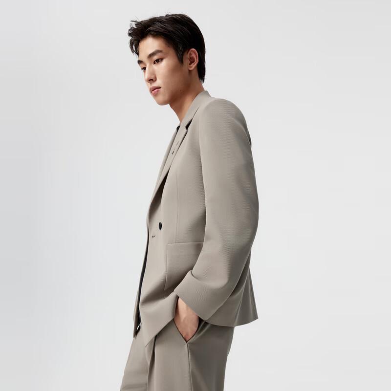PEACEBIRD Men's Short Slim Fit Double-breasted Suit Jacket