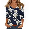 Women's Casual 3/4 Sleeve T-Shirts V-Neck Tops