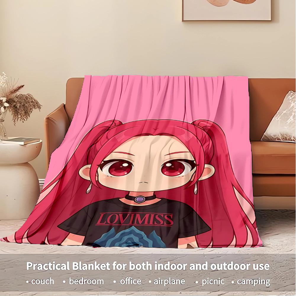 K-POP Anime Dívčí Skupina Čtyři Roční Období Měkká Teplá Přikrývka Celoroční Silně Pletená Polyesterová Přehoz na Postel, Kempování, Cestování Perfektní Dárek