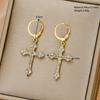 Boucles d'oreilles croix gothique Y2K strass Kpop cristal zircon croix pendantes pour femmes boucles d'oreilles grunge Egirl accessoires en zircon