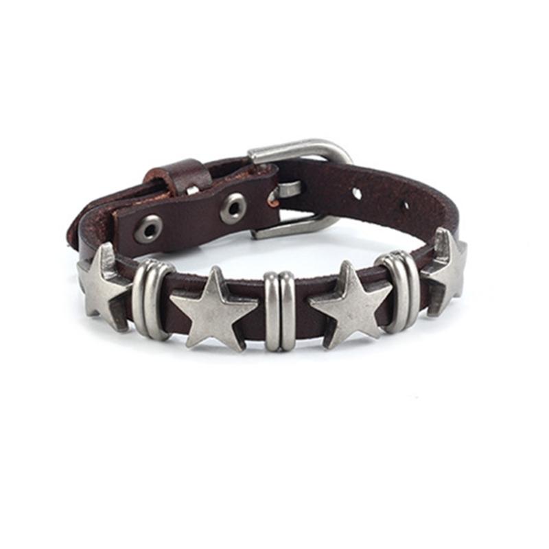 Goth Vintage Star Leather Alloy Bracelets For Women Men Gothic Retro Couple Bracelet Rock Party Jewelry Accessory-Decor Dropship