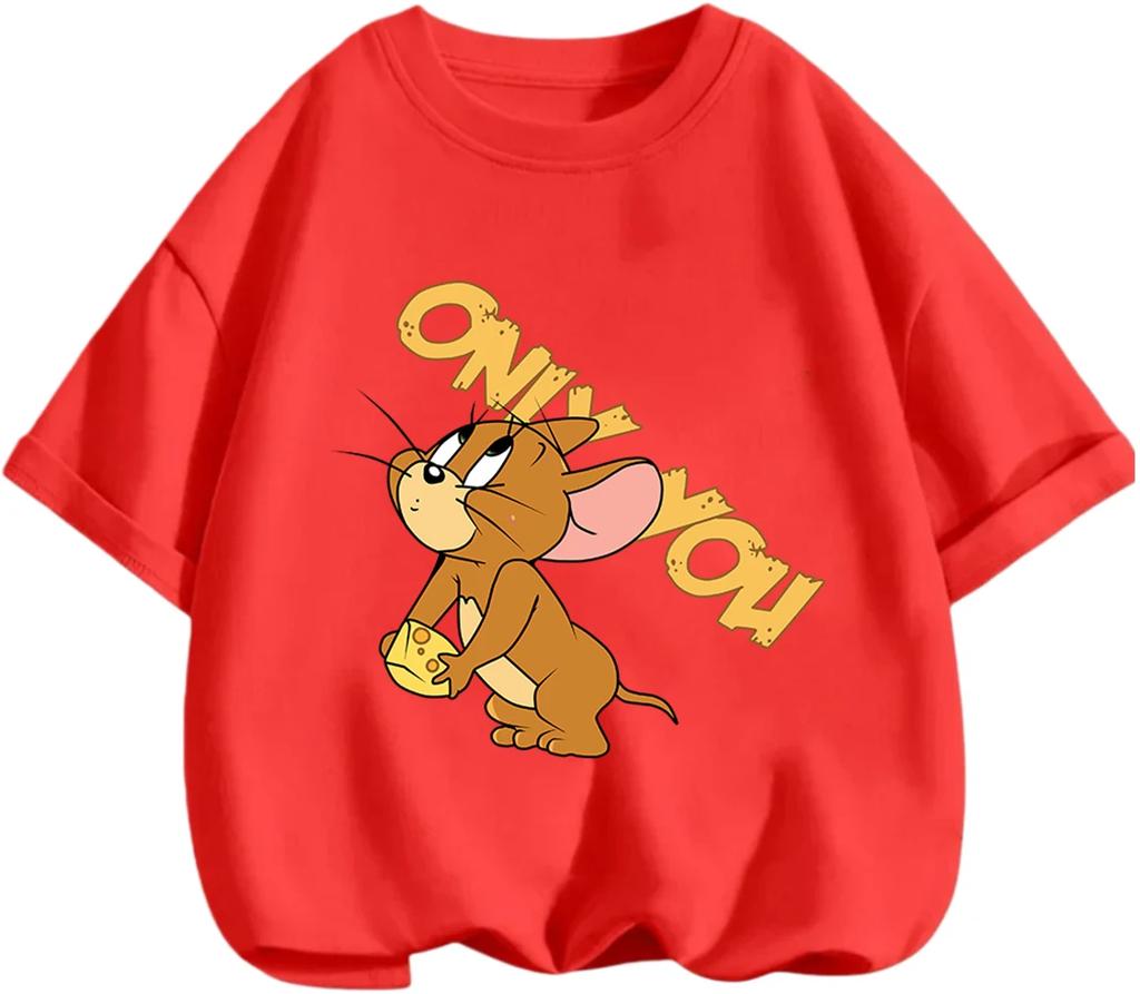 Summer Round Neck T Shirt Cute Kawaii Tom And Jerry Cartoon Print Casual Street Wear Kids Boys Girls 3 14 Years