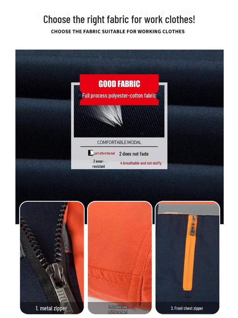 Męski oddychający zestaw odzieży roboczej z krótkim rękawem - letnia odzież budowlana przeciwpotna