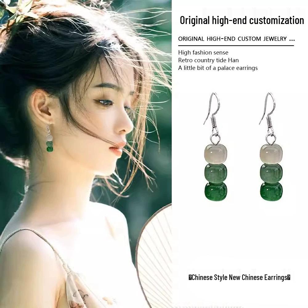 

Silver Needle Chinese Cheongsam Earrings: Elegant, Court Style, Light Luxury, Retro Dangle for Women