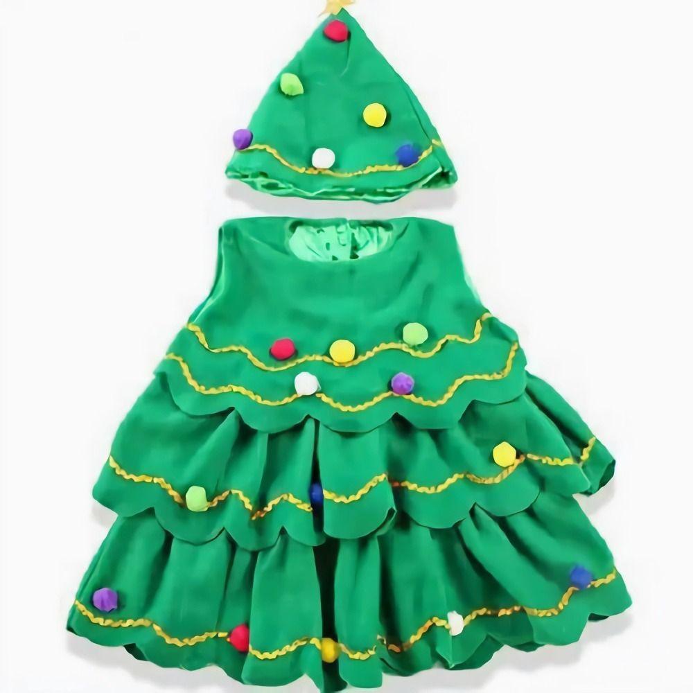Polyester Kids Dress Leeveless Cosplay Costume Fashion Christmas Tree Costume  Kids