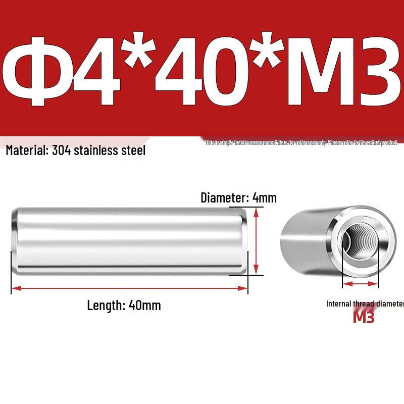 Pin Cilindric din Oțel Inoxidabil 304 cu Filet Interior M4/M6/M8 și Orificiu - Coloană de Suport și Ghidare