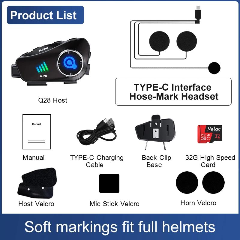 Motorcycle Bluetooth Helmet Headset Bt5.3 with Hd Driving Recorder Wireless Camera 1080P Hard Disk Video Recorder Call Headset
