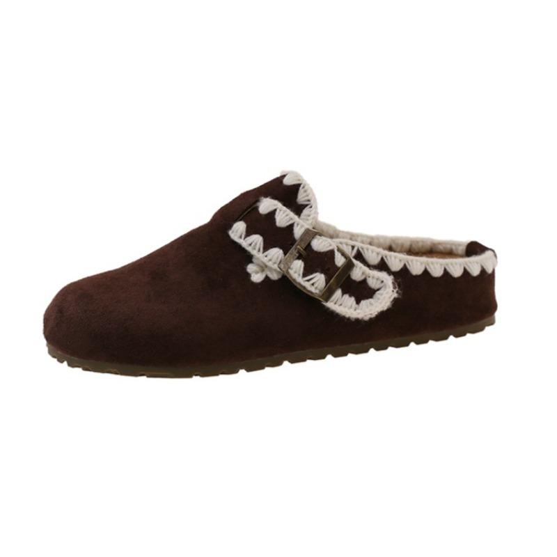 Flats Women Embroidery Mules Shoes 2025 Fashion Suede Casual Slippers Designer Classical Comfortable Slingback Zapatillas Mujer